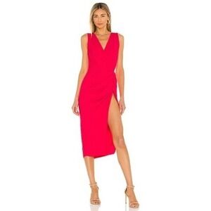 Amanda Uprichard Pomona Dress in Begonia Pink Ruched Side Slit Size Small